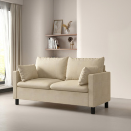 Laura 2 Seater Beige Linen Plush Padded Sofa - MCC - Wilko - thumbnail 6