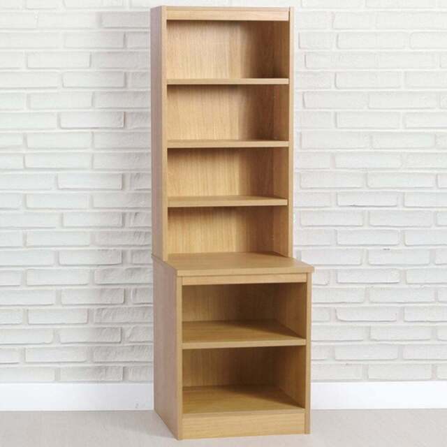 R White Cabinets 6 Shelf Brown Desk Height Bookcase with Hutch - Size: 182.8 x 60 x 54cm - Wilko - image 1