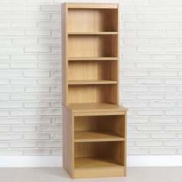R White Cabinets 6 Shelf Brown Desk Height Bookcase with Hutch - Size: 182.8 x 60 x 54cm - Wilko - thumbnail 1