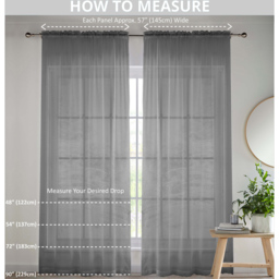 Enhanced Living Oasis Grey Embroidered Leaf Design Sheer Rod Pocket Voile Panels 140 x 183cm - Tyrone Textiles - Wilko - thumbnail 5