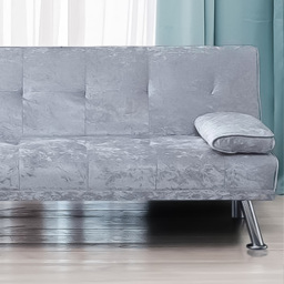 Brooklyn 2 Seater Silver Crushed Velvet Italian Sofa Bed - Wilko - thumbnail 3