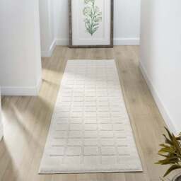 Desire Rugs Aya Cream Embossed Cube Rug 60 x 220cm - Wilko - thumbnail 3