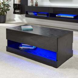GFW Galicia Black LED Lift Up Coffee Table - Size: 38 x 75 x 30cm - Wilko