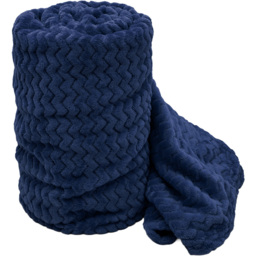 Velosso Navy Moda Plush Throw 127 x 152cm - Size: 127 x 152 x 1cm - Wilko