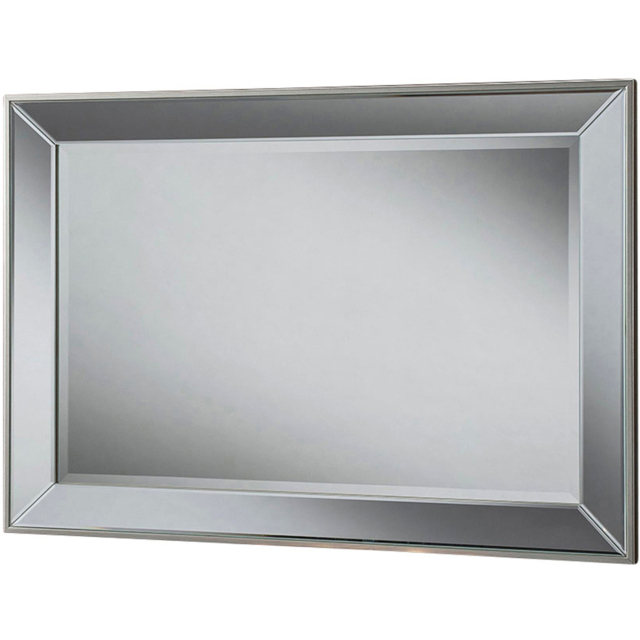 Yearn Champagne Trim Rectangular Bevelled Mirror 92 x 66cm - Silver - Wilko - image 1