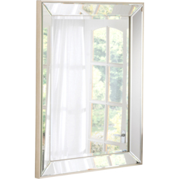 Yearn Champagne Trim Rectangular Bevelled Mirror 92 x 66cm - Silver - Wilko - thumbnail 4
