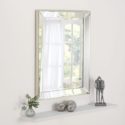 Yearn Champagne Trim Rectangular Bevelled Mirror 92 x 66cm - Silver - Wilko - thumbnail 3