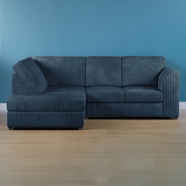 Luxor 4 Seater Navy Blue Jumbo Cord Full Back Left Hand L Shape Corner Sofa - Wilko - image 1