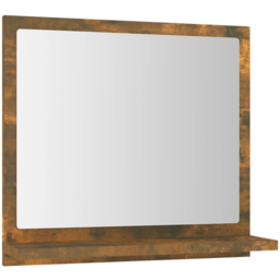 vidaXL Single Shelf Smoked Oak Wall Mounted Bathroom Mirror 40 x 37cm - Size: 37 x 40 x 10.5cm - Brown - Wilko - thumbnail 1