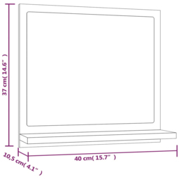 vidaXL Single Shelf Smoked Oak Wall Mounted Bathroom Mirror 40 x 37cm - Size: 37 x 40 x 10.5cm - Brown - Wilko - thumbnail 7
