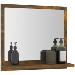 vidaXL Single Shelf Smoked Oak Wall Mounted Bathroom Mirror 40 x 37cm - Size: 37 x 40 x 10.5cm - Brown - Wilko - thumbnail 6