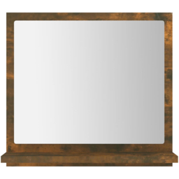 vidaXL Single Shelf Smoked Oak Wall Mounted Bathroom Mirror 40 x 37cm - Size: 37 x 40 x 10.5cm - Brown - Wilko - thumbnail 4