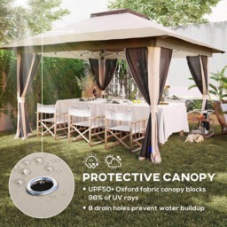 Outsunny 3.6 x 3.6m Beige Pop Up Gazebo with Netting and Wheeled Carry Bag - Cream - Wilko - thumbnail 7