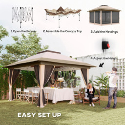 Outsunny 3.6 x 3.6m Beige Pop Up Gazebo with Netting and Wheeled Carry Bag - Cream - Wilko - thumbnail 5