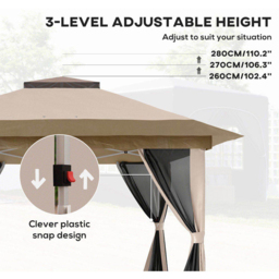 Outsunny 3.6 x 3.6m Beige Pop Up Gazebo with Netting and Wheeled Carry Bag - Cream - Wilko - thumbnail 6