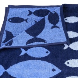 Eco Tex Recycled Cotton Blue Fish Beach Towel - Size: 180 x 95cm - Wilko - thumbnail 3