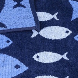 Eco Tex Recycled Cotton Blue Fish Beach Towel - Size: 180 x 95cm - Wilko - thumbnail 4