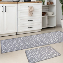 Homemaker Relay Grey Geometric Mat and Runner Set 57 x 30cm and 57 x 180cm - Size: 57 x 40cm + 57 x 180cm - Wilko - thumbnail 5