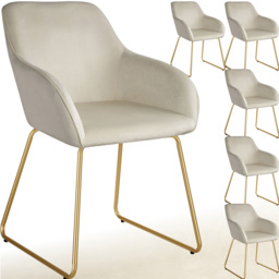 tectake Jeane Set of 6 Cream and Gold Velvet Look Dining Chair - Wilko - thumbnail 3