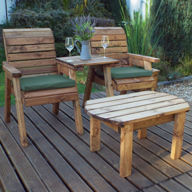 Charles Taylor 2 Seater Straight Companion Dining Set with Green Cushions - Wilko - image 1