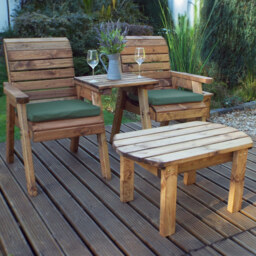 Charles Taylor 2 Seater Straight Companion Dining Set with Green Cushions - Wilko