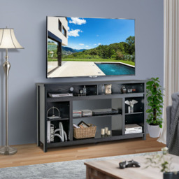 Costway Black TV Unit with Adjustable Shelves - Size: 164 x 49 x 17cm - Wilko - thumbnail 4