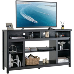 Costway Black TV Unit with Adjustable Shelves - Size: 164 x 49 x 17cm - Wilko - thumbnail 3