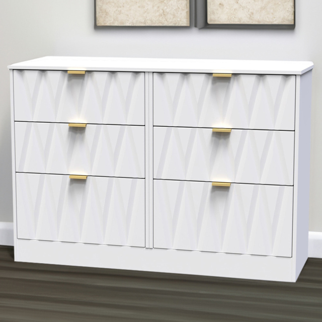 Crowndale Las Vegas 6 Drawer White Matt Chest of Drawers Ready Assembled - Wilko - image 1