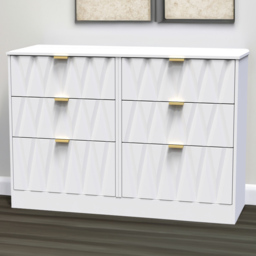 Crowndale Las Vegas 6 Drawer White Matt Chest of Drawers Ready Assembled - Wilko - thumbnail 1