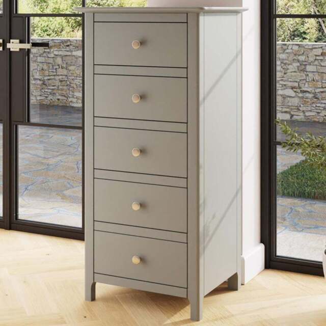 FWStyle Palma 5 Drawer Grey Ready Assembled Chest of Drawers - Wilko - image 1
