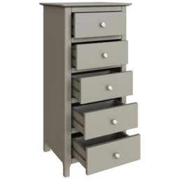 FWStyle Palma 5 Drawer Grey Ready Assembled Chest of Drawers - Wilko - thumbnail 4