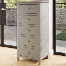 FWStyle Palma 5 Drawer Grey Ready Assembled Chest of Drawers - Wilko - thumbnail 1