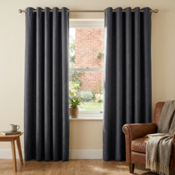 My Home Taylor Charcoal Blackout Eyelet Curtains 168 x 183cm - Size: W 168 x D 183cm - Wilko - thumbnail 5