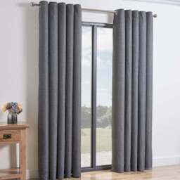 My Home Taylor Charcoal Blackout Eyelet Curtains 168 x 183cm - Size: W 168 x D 183cm - Wilko