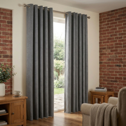 My Home Taylor Charcoal Blackout Eyelet Curtains 168 x 183cm - Size: W 168 x D 183cm - Wilko - thumbnail 4