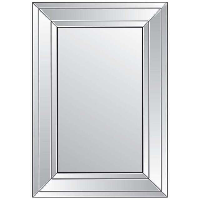 Langley Modern Double Edge Bevelled All Glass Mirror 90 x 60cm - Black - MirrorOutlet - Wilko - image 1