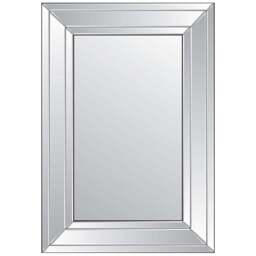 Langley Modern Double Edge Bevelled All Glass Mirror 90 x 60cm - Black - MirrorOutlet - Wilko