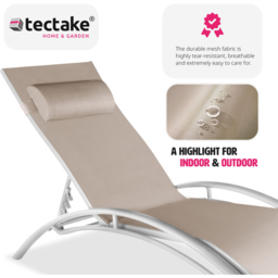 tectake Set of 2 Beige 5 Step Backrest Sun Lounger with Head Cushion - Size: 1 Seater - Cream - Wilko - thumbnail 6