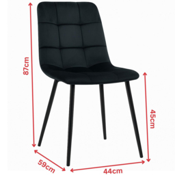 Portland 6 Seater Velvet Tufted Marble Effect Tabletop Dining Set Black - Wilko - thumbnail 6