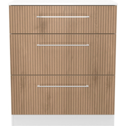 Crowndale Worcester 3 Drawer Slatt Effect and White Deep Chest of Drawers Ready Assembled - Slatt Effect & White - Wilko - thumbnail 3