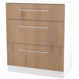 Crowndale Worcester 3 Drawer Slatt Effect and White Deep Chest of Drawers Ready Assembled - Slatt Effect & White - Wilko - thumbnail 4