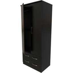 Crowndale Avon 2 Door 2 Drawer Matt Black Wardrobe Ready Assembled - Black Matt - Wilko - thumbnail 6