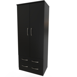 Crowndale Avon 2 Door 2 Drawer Matt Black Wardrobe Ready Assembled - Black Matt - Wilko - thumbnail 5