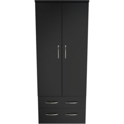 Crowndale Avon 2 Door 2 Drawer Matt Black Wardrobe Ready Assembled - Black Matt - Wilko - thumbnail 3