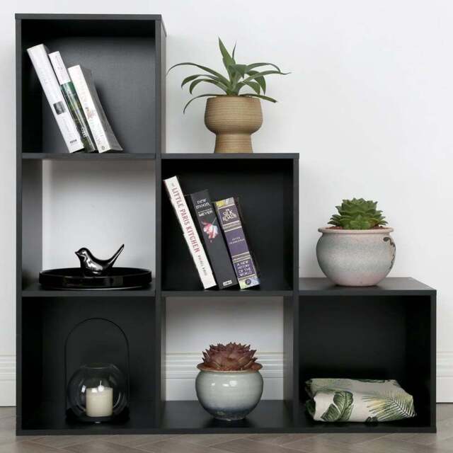 Jane 6 Shelf Black Ladder Cube Storage Unit - Home Garden Direct - Wilko - image 1