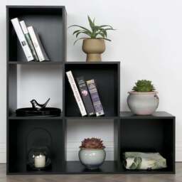 Jane 6 Shelf Black Ladder Cube Storage Unit - Home Garden Direct - Wilko - thumbnail 1