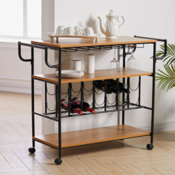 Living and Home 4 Tiers Rolling Serving Bar Cart - Size: 85 x 107 x 41cm - Wilko - thumbnail 3