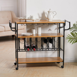 Living and Home 4 Tiers Rolling Serving Bar Cart - Size: 85 x 107 x 41cm - Wilko - thumbnail 6