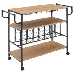 Living and Home 4 Tiers Rolling Serving Bar Cart - Size: 85 x 107 x 41cm - Wilko