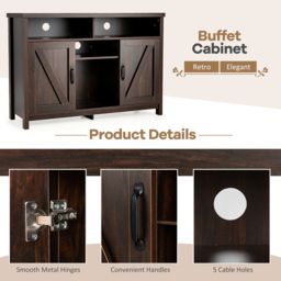 Costway 2 Door 2 Shelf Dark Brown Buffet Storage Cabinet with Detachable Wine Rack - Size: 115 x 40 x 80.5cm - Wilko - thumbnail 7